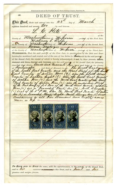 Prestito fatto da Firmin Desloge a L.C. (Lewis Cass) Hite da Lewis Cass Hite